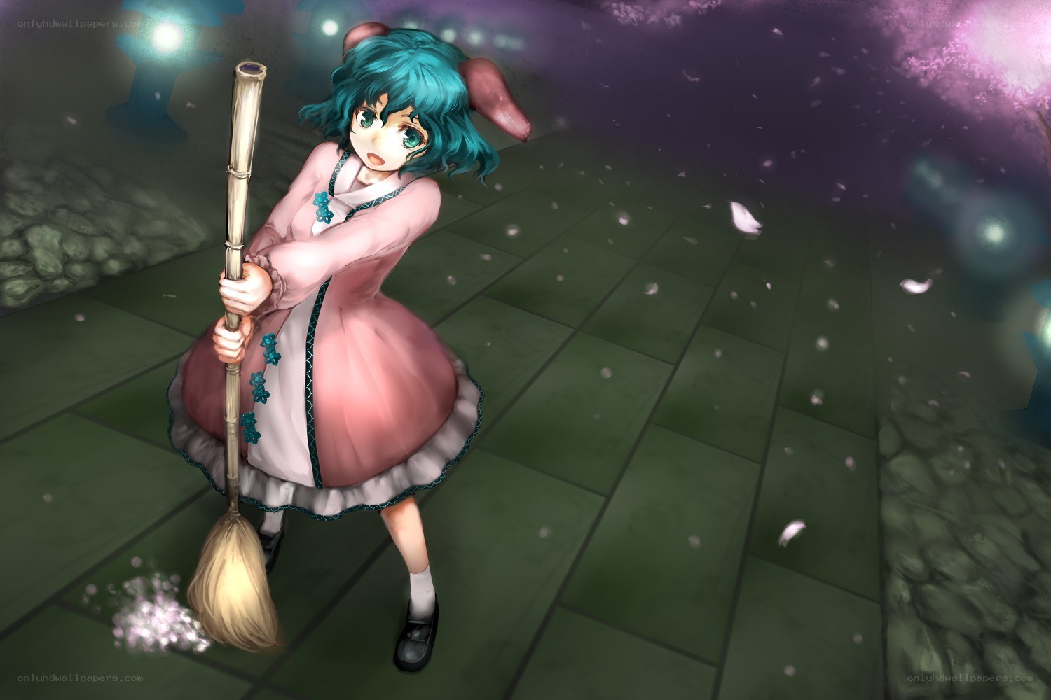 anime girl with broom