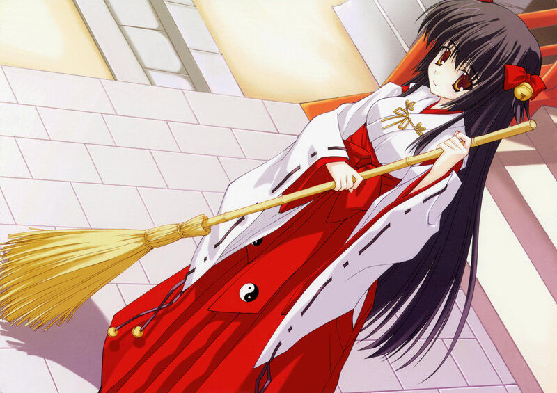 anime girl with broom
