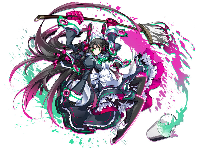 Anime Girl with Broom — Black