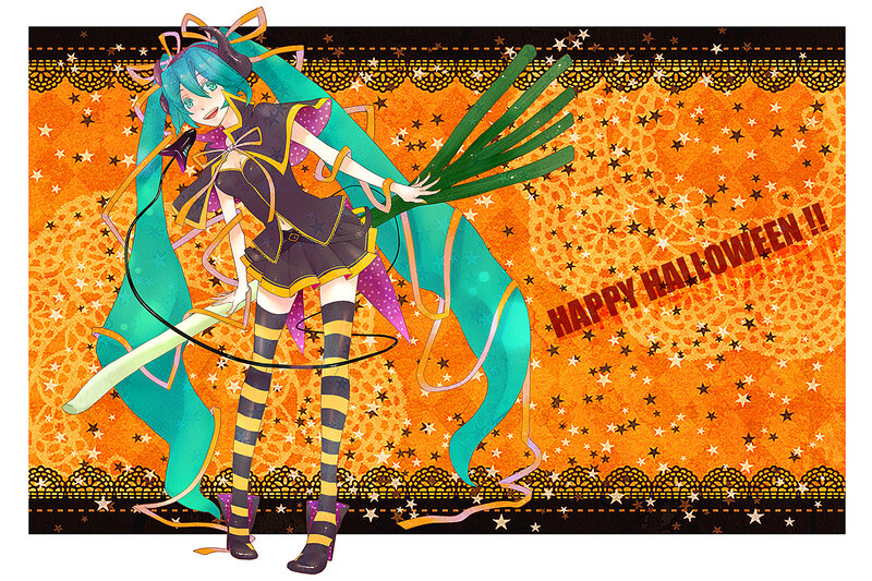 Anime Girl with Broom — Orange