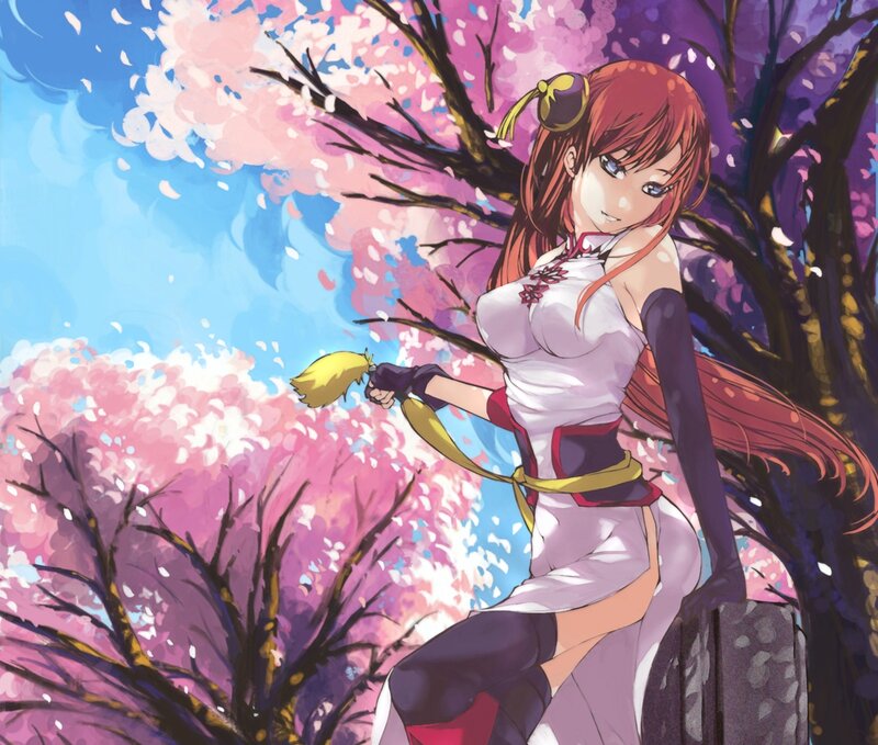 Anime Girl with Broom — Pink, Serene, Spring