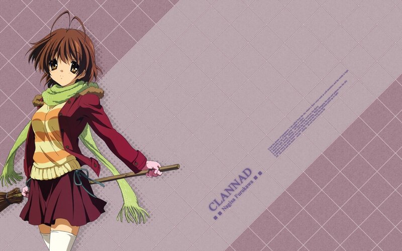 Anime Girl with Broom — Purple, Calm