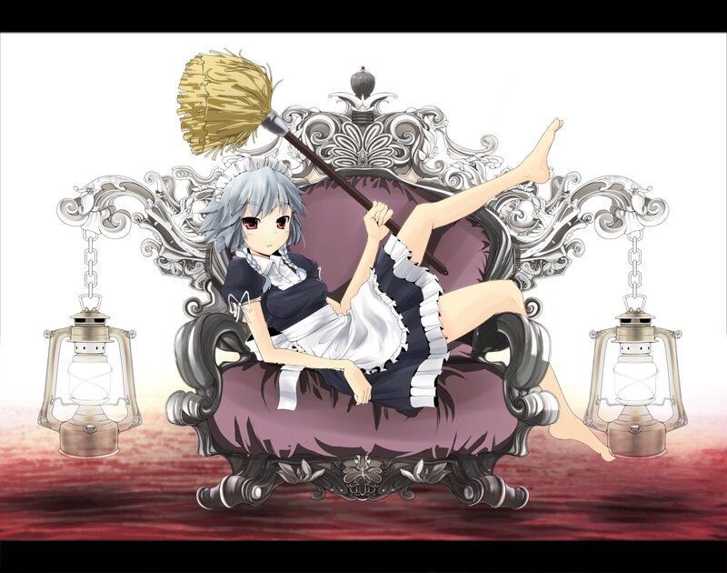 Anime Girl with Broom — Purple, Dramatic, Armchair