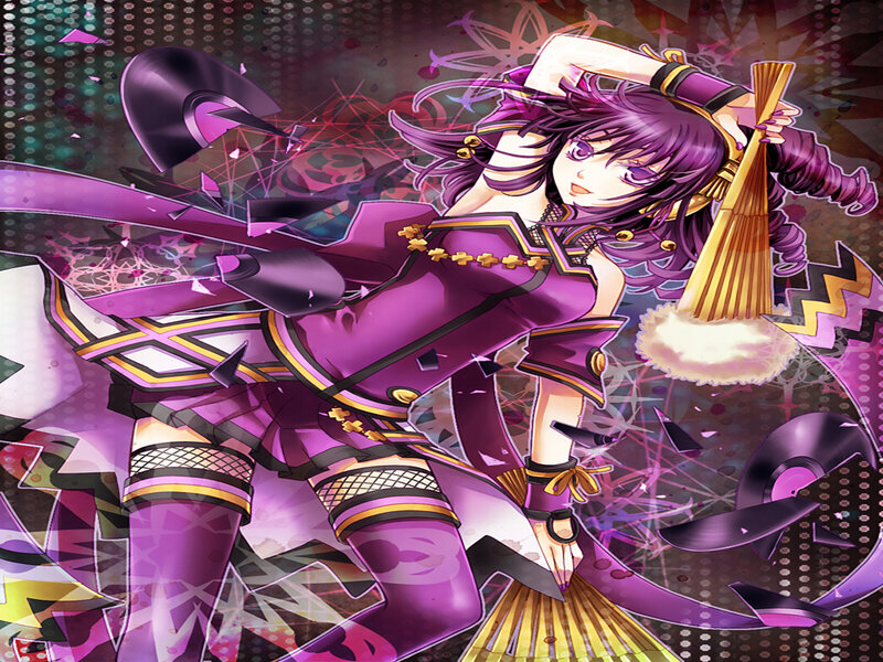 Anime Girl with Broom — Purple, Dynamic