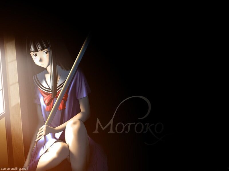 Anime Girl with Broom — Purple