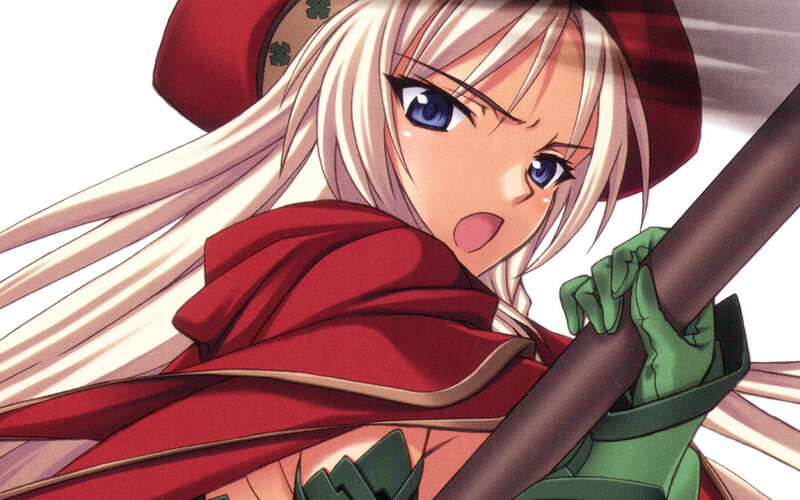 Anime Girl with Broom — Red, Determined