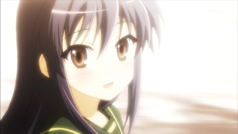 Anime Girl with Brown Eyes — White, Calm, Green Shirt