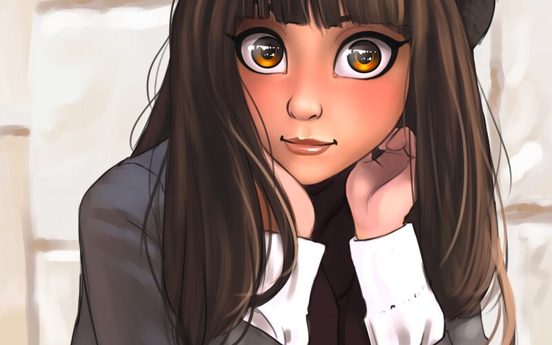 anime girl with brown hair