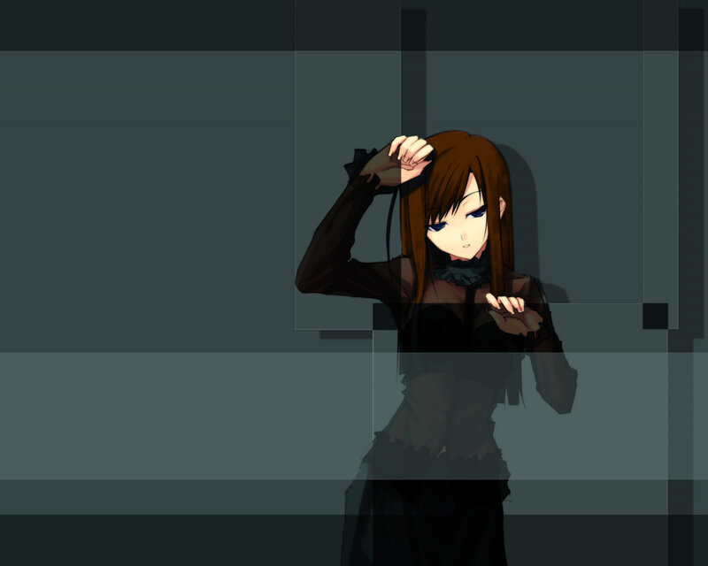 Anime Girl with Brown Hair — Black, Dramatic