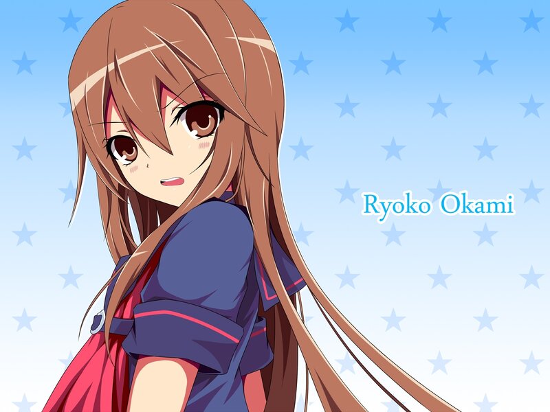 Anime Girl with Brown Hair — Blue, Calm, Stars