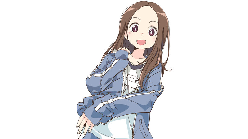 Anime Girl with Brown Hair — Blue, Happy