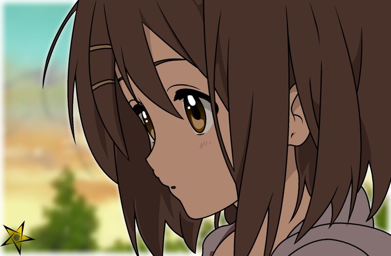 Anime Girl with Brown Hair — Calm, Afternoon, Eyes