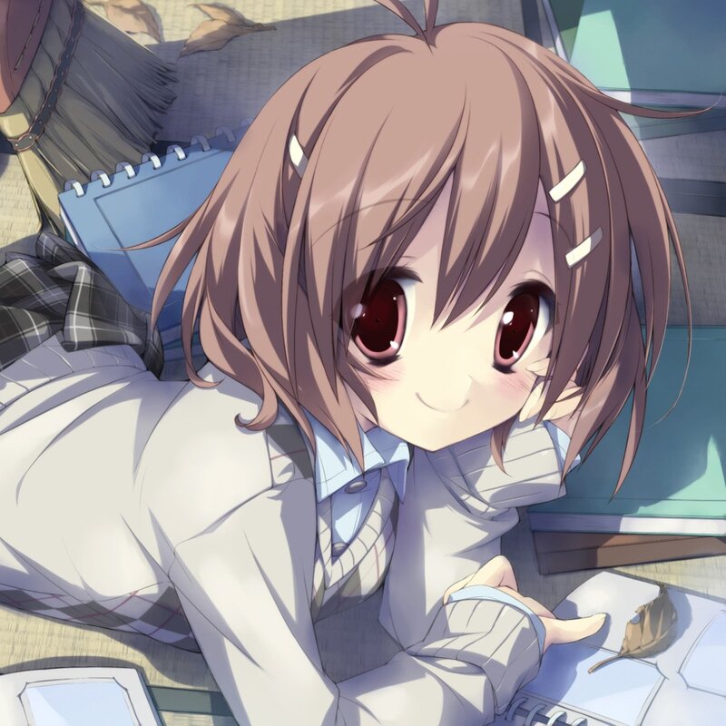 Anime Girl with Brown Hair — Calm, Afternoon, Notebook