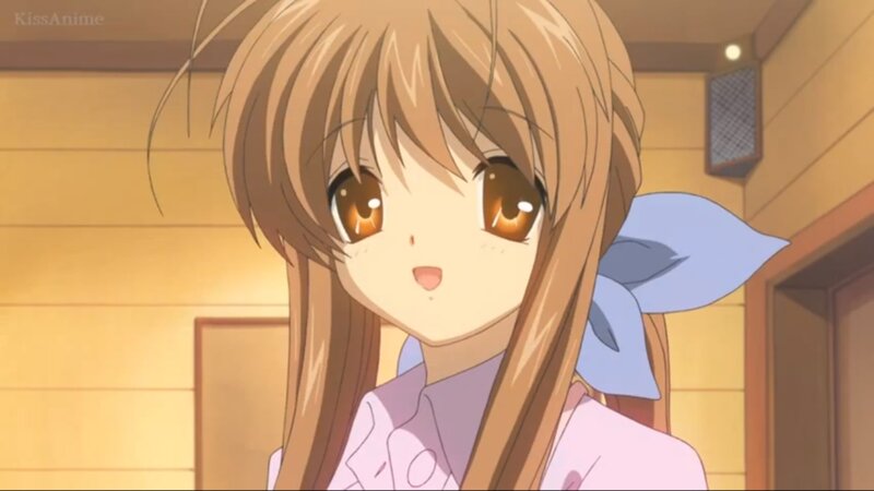 Anime Girl with Brown Hair — Calm, Blue Bow
