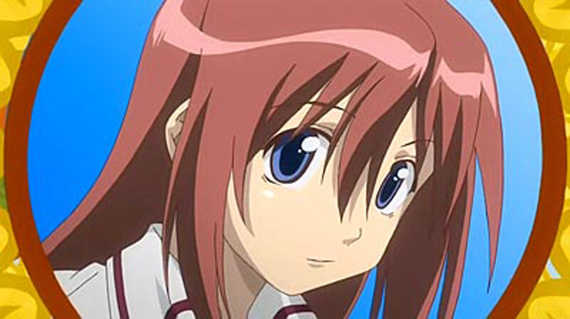 Anime Girl with Brown Hair — Calm, Blue Eyes