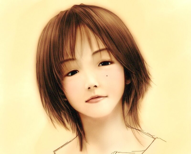 Anime Girl with Brown Hair — Calm, Digital Art, Face