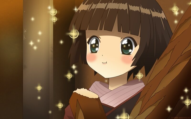 Anime Girl with Brown Hair — Calm, Sparkles