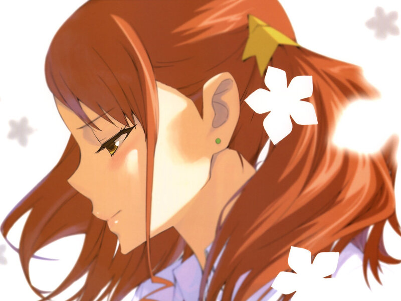 Anime Girl with Brown Hair — Calm, Star Accessory