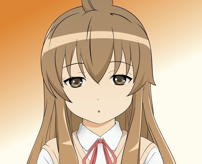 Anime Girl with Brown Hair — Calm, Sunset, School Uniform