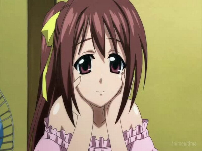 Anime Girl with Brown Hair — Calm, Yellow Bow