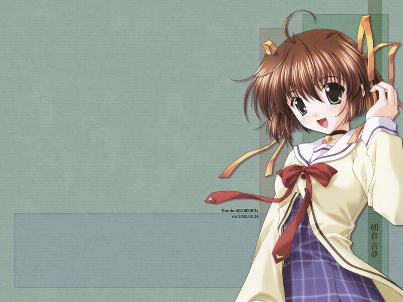 Anime Girl with Brown Hair — Cheerful, School Uniform
