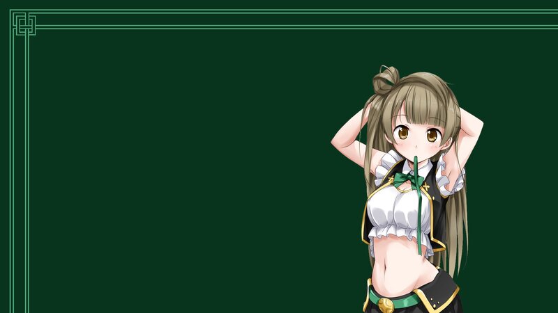 Anime Girl with Brown Hair — Dark Green