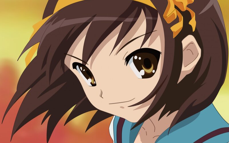 Anime Girl with Brown Hair — Dramatic, Sunset