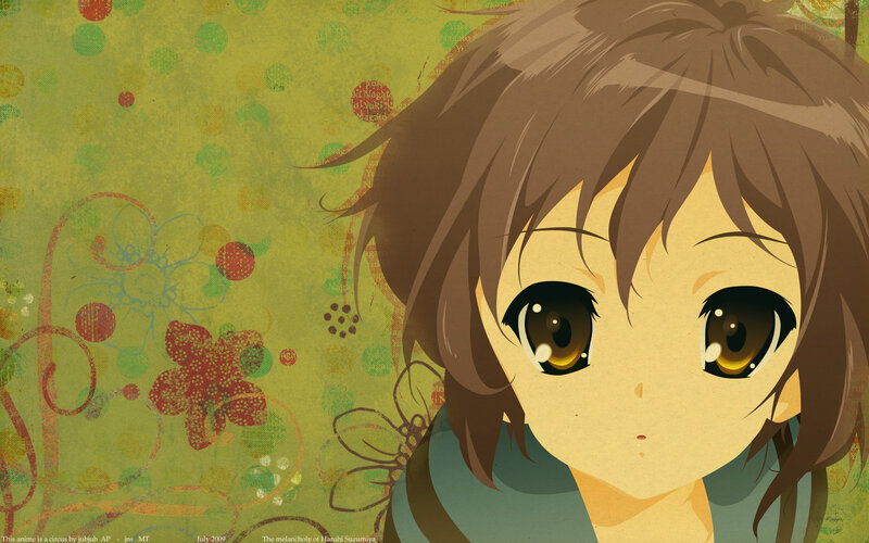 Anime Girl with Brown Hair — Green, Calm