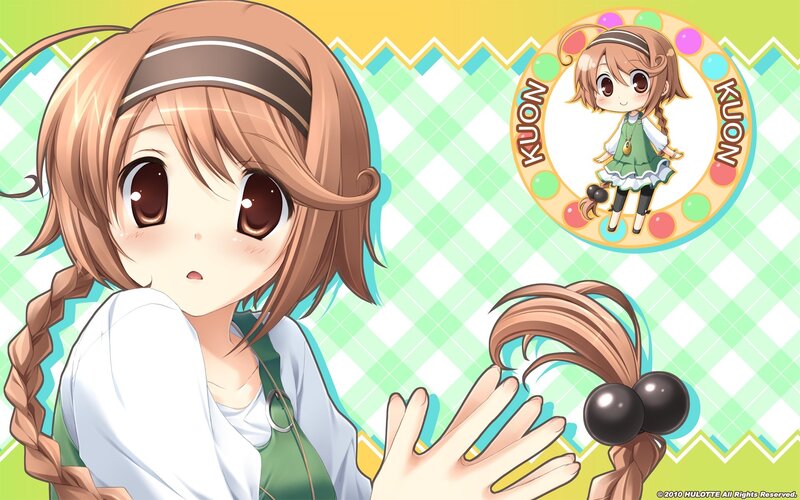 Anime Girl with Brown Hair — Green, Playful