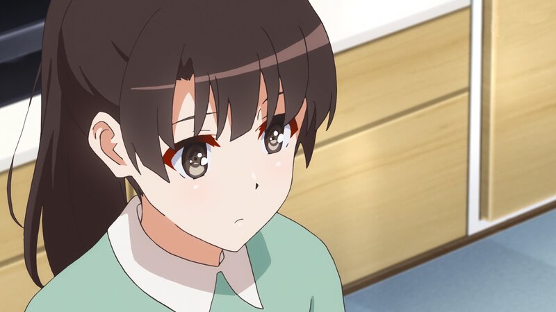 Anime Girl with Brown Hair — Green, Sad