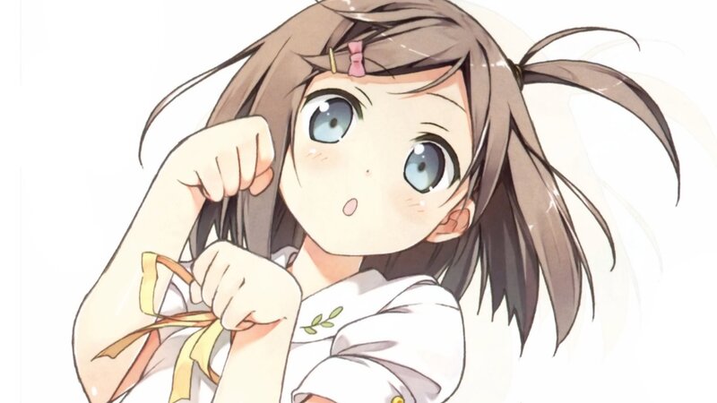 Anime Girl with Brown Hair — Innocent, Blue Eyes
