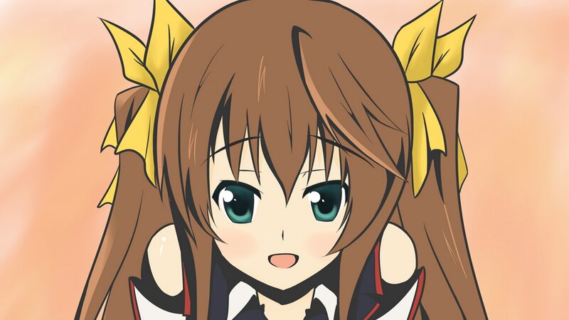 Anime Girl with Brown Hair — Innocent, Yellow Bows