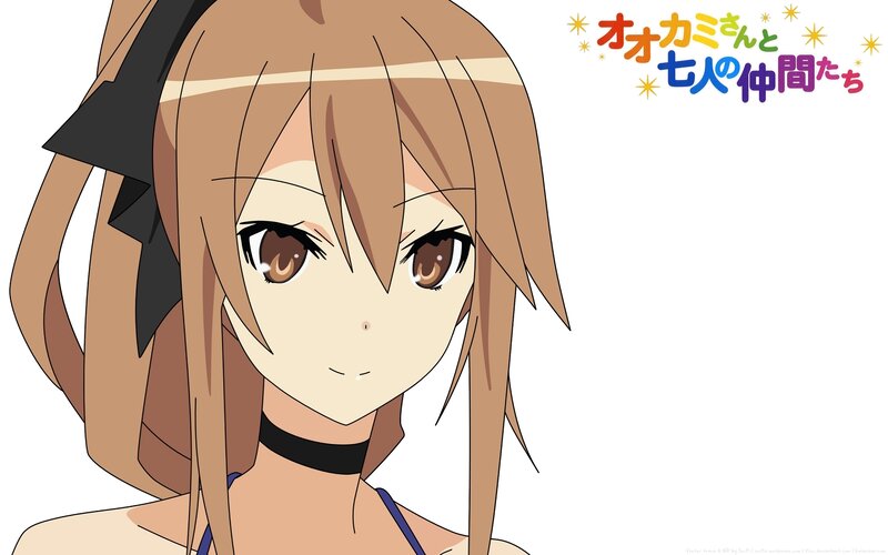 Anime Girl with Brown Hair — Neutral, Black Bow