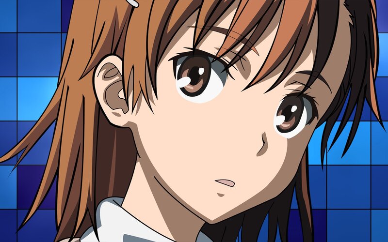 Anime Girl with Brown Hair — Neutral, Blue Tiles