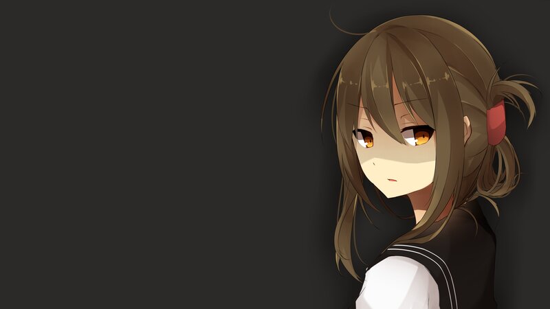 Anime Girl with Brown Hair — Neutral, Eyes, School Uniform