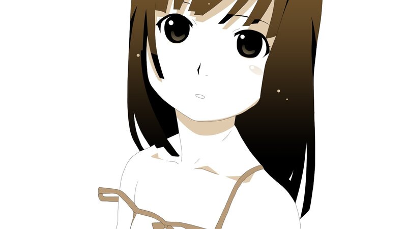 Anime Girl with Brown Hair — Neutral, Eyes, White Background
