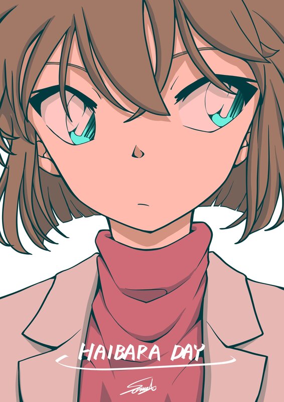 Anime Girl with Brown Hair — Neutral, Red Turtleneck