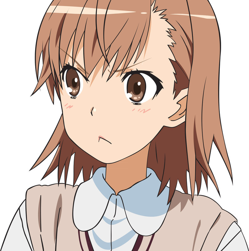 Anime Girl with Brown Hair — Neutral, School Uniform, Blush Marks, White