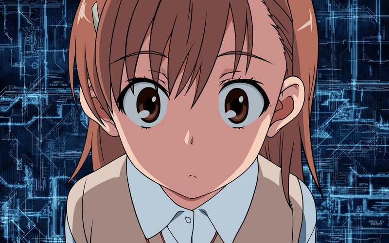 Anime Girl with Brown Hair — Neutral, School Uniform, Digital Background