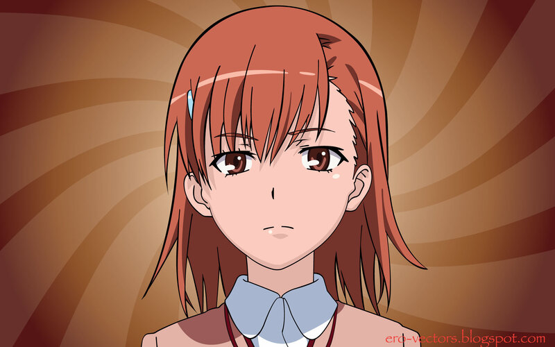 Anime Girl with Brown Hair — Neutral, School Uniform, Hair Clip, Background Swirl