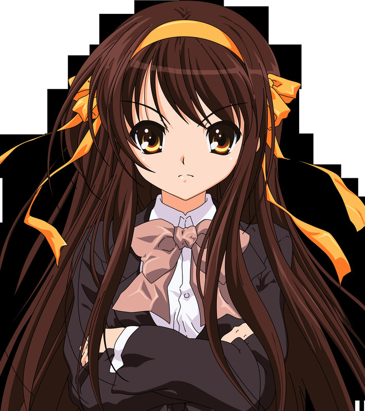 Anime Girl with Brown Hair — Neutral, School Uniform, Headband