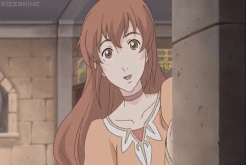 Anime Girl with Brown Hair — Neutral, Stone Wall