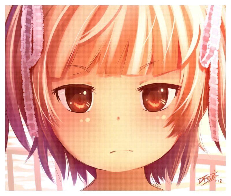 Anime Girl with Brown Hair — Orange, Calm, Afternoon