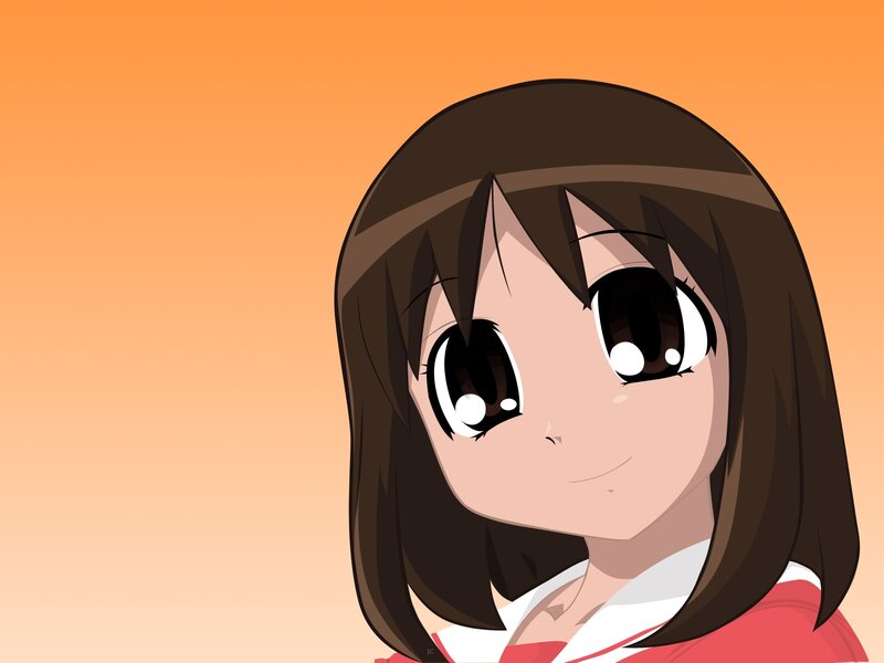 Anime Girl with Brown Hair — Orange, Calm, Sunset