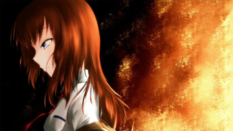 Anime Girl with Brown Hair — Orange, Dramatic, Fire