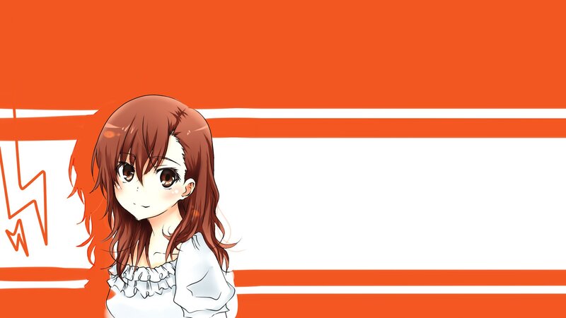 Anime Girl with Brown Hair — Orange, Neutral, White Blouse