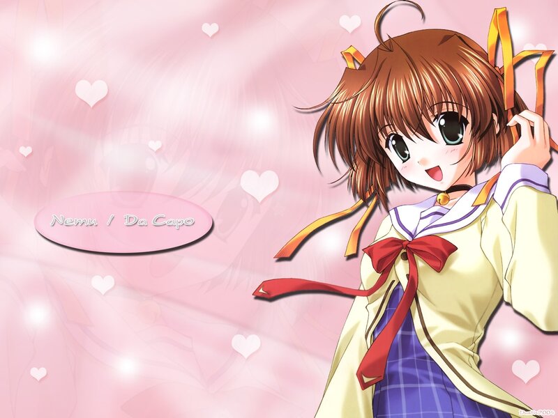 Anime Girl with Brown Hair — Pink, Cheerful