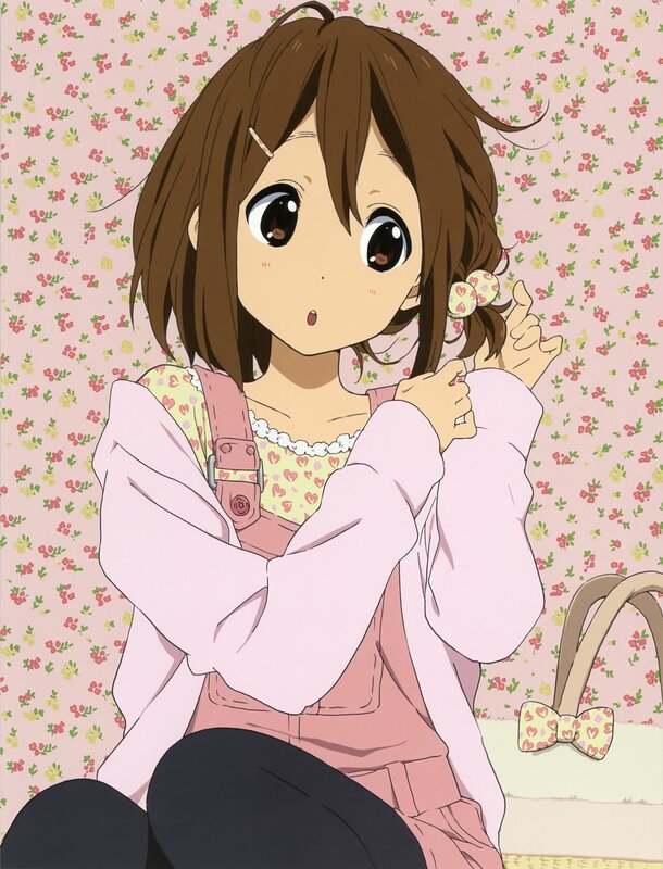 Anime Girl with Brown Hair — Pink, Innocent, Overalls