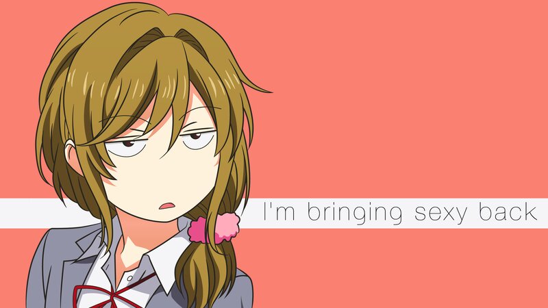 Anime Girl with Brown Hair — Pink, Neutral, School Uniform