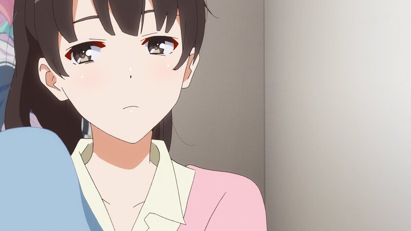 Anime Girl with Brown Hair — Pink, Sad